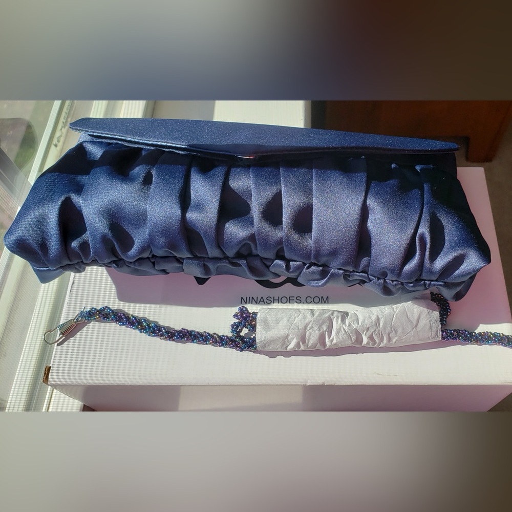 Nina Women's Midnight Blue Satin Clutch